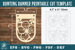 Flower Bunting Banner Printable Clipart Bundle - CraftNest - Digital Crafting and Art