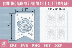 Flower Bunting Banner Printable Template Clipart Bundle - CraftNest - Digital Crafting and Art
