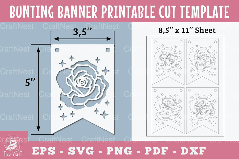 Flower Bunting Banner Printable Template Clipart Bundle - CraftNest - Digital Crafting and Art