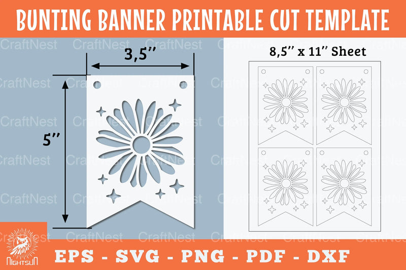 Flower Bunting Banner Printable Template Clipart Bundle - CraftNest - Digital Crafting and Art