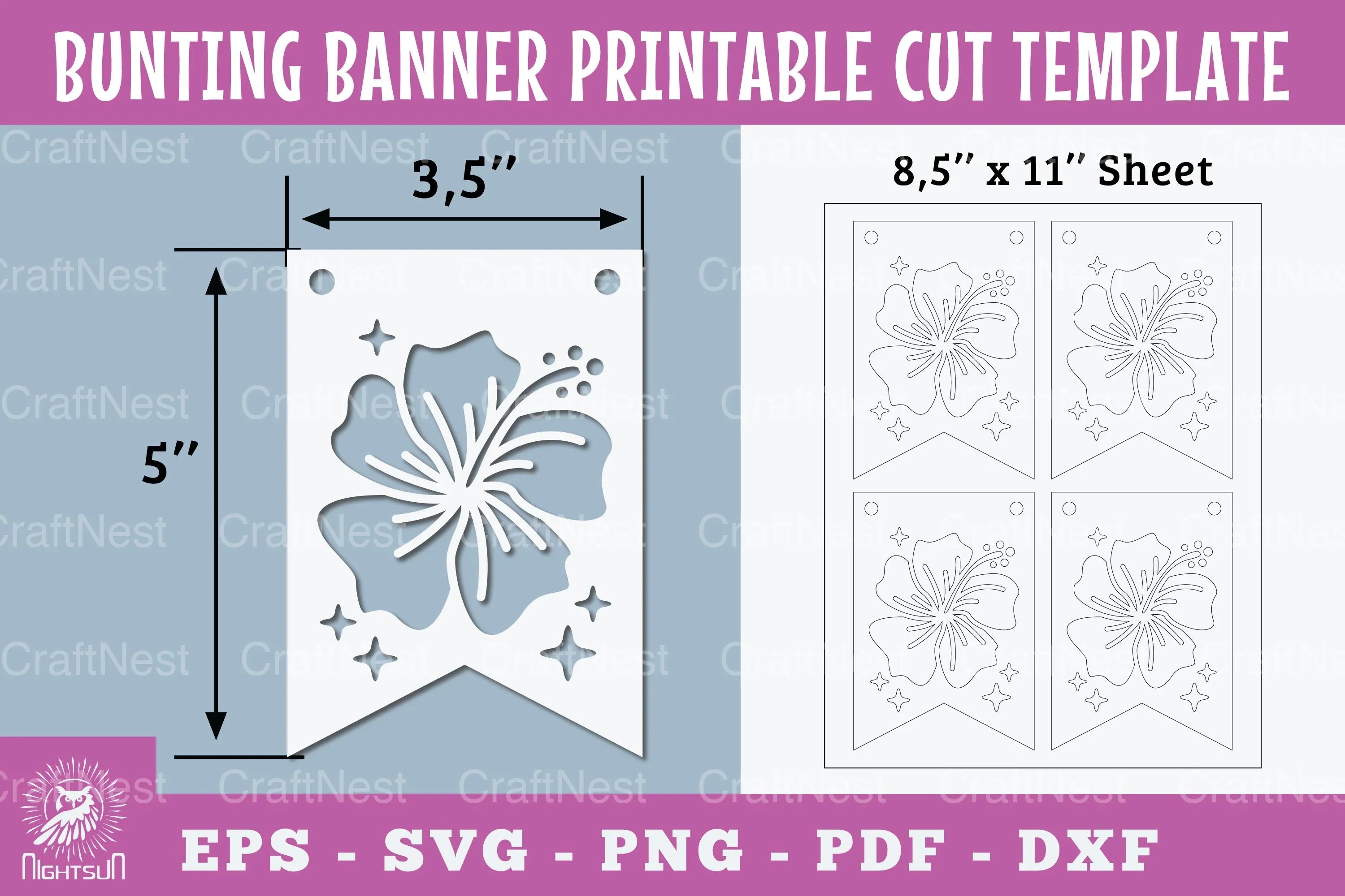 Flower Bunting Banner Printable Template Clipart Bundle - CraftNest - Digital Crafting and Art
