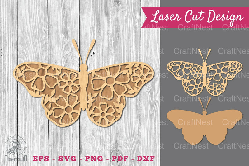 Flower Butterfly Laser Cut Decoration Clipart Bundle - CraftNest - Digital Crafting and Art
