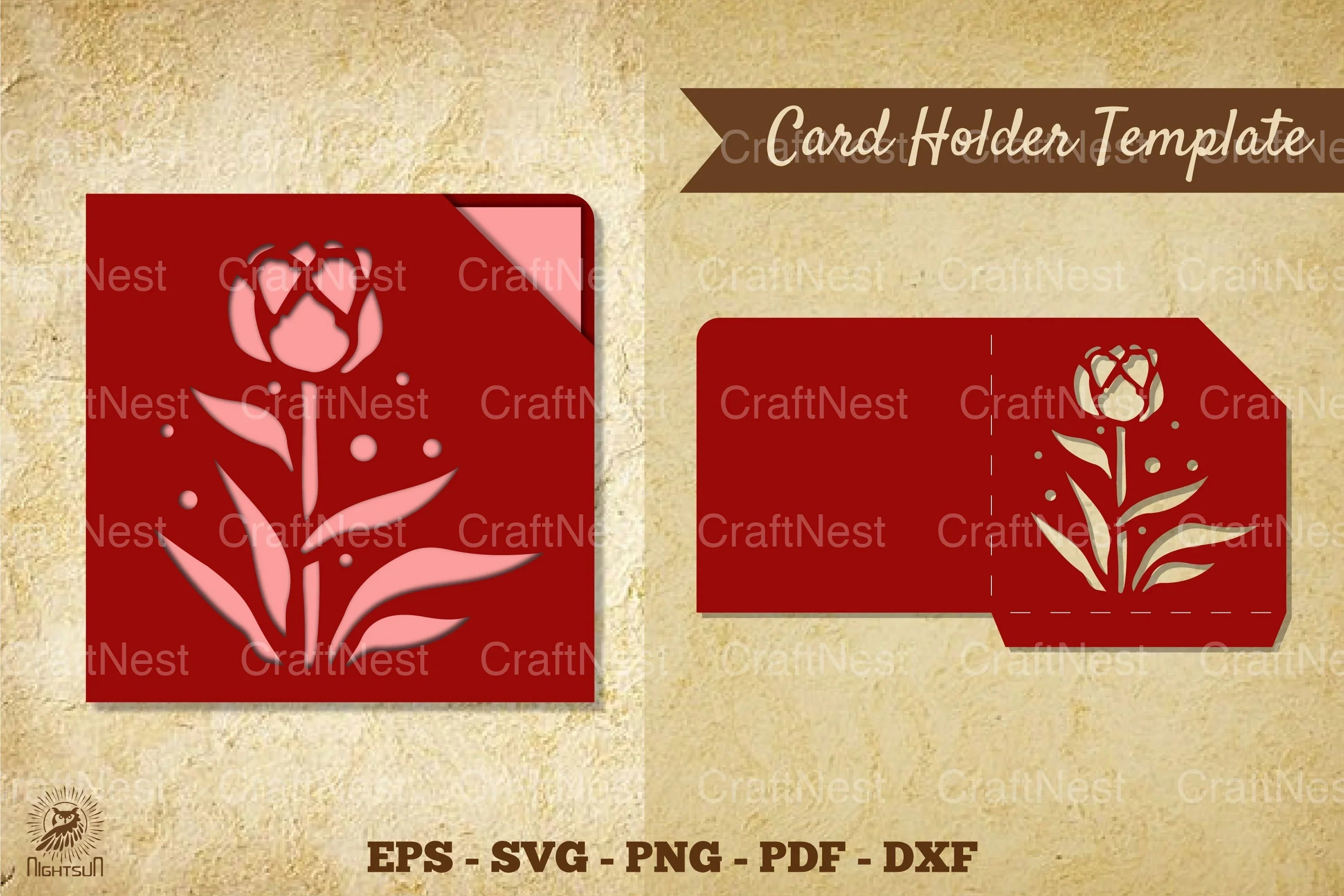 Flower Card Holder Template SVG Bundle - CraftNest - Digital Crafting and Art