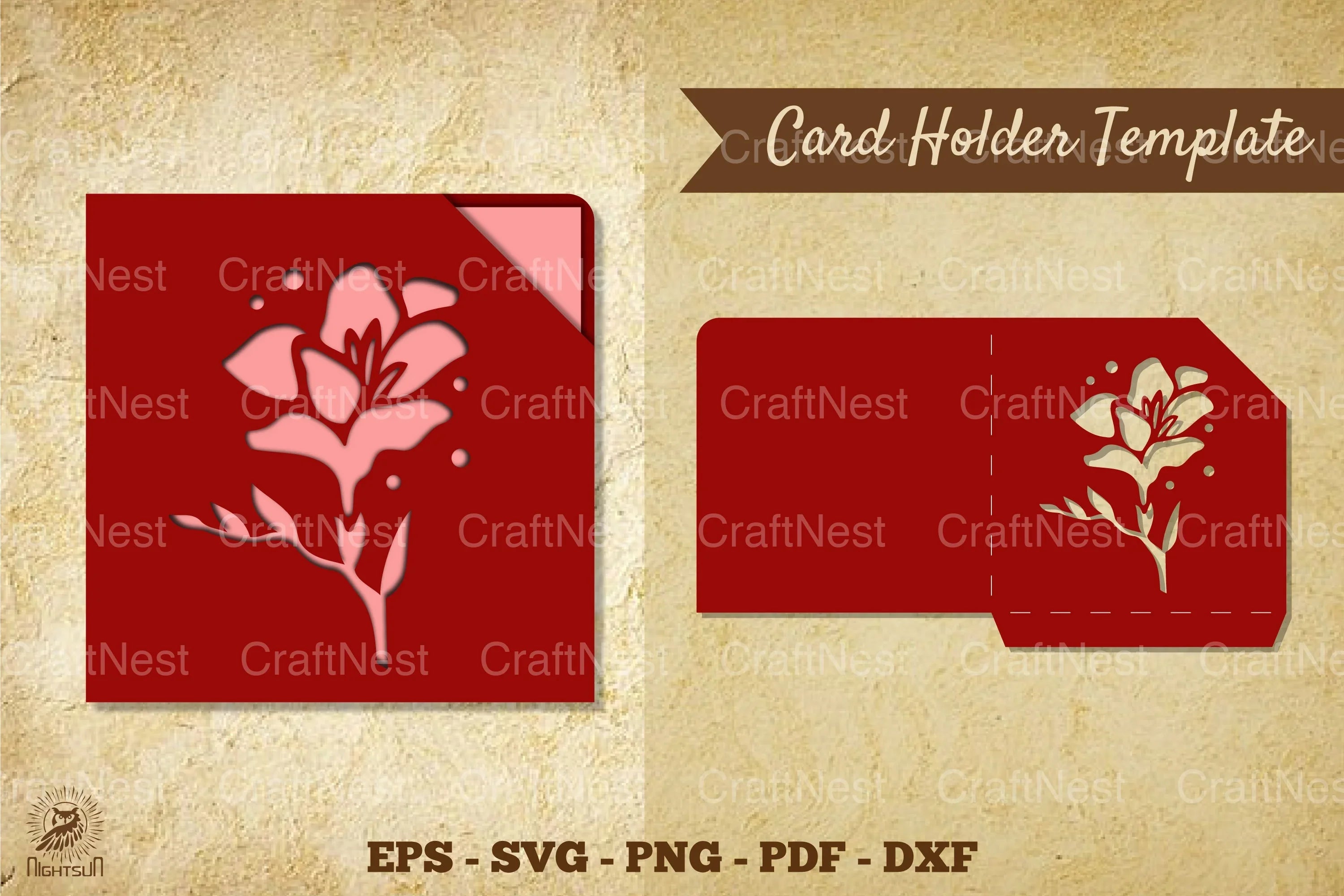 Flower Card Holder Template SVG - Clipart Bundle - CraftNest - Digital Crafting and Art