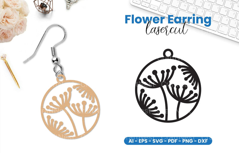 Flower Earring Lasercut SVG Bundle - CraftNest - Digital Crafting and Art