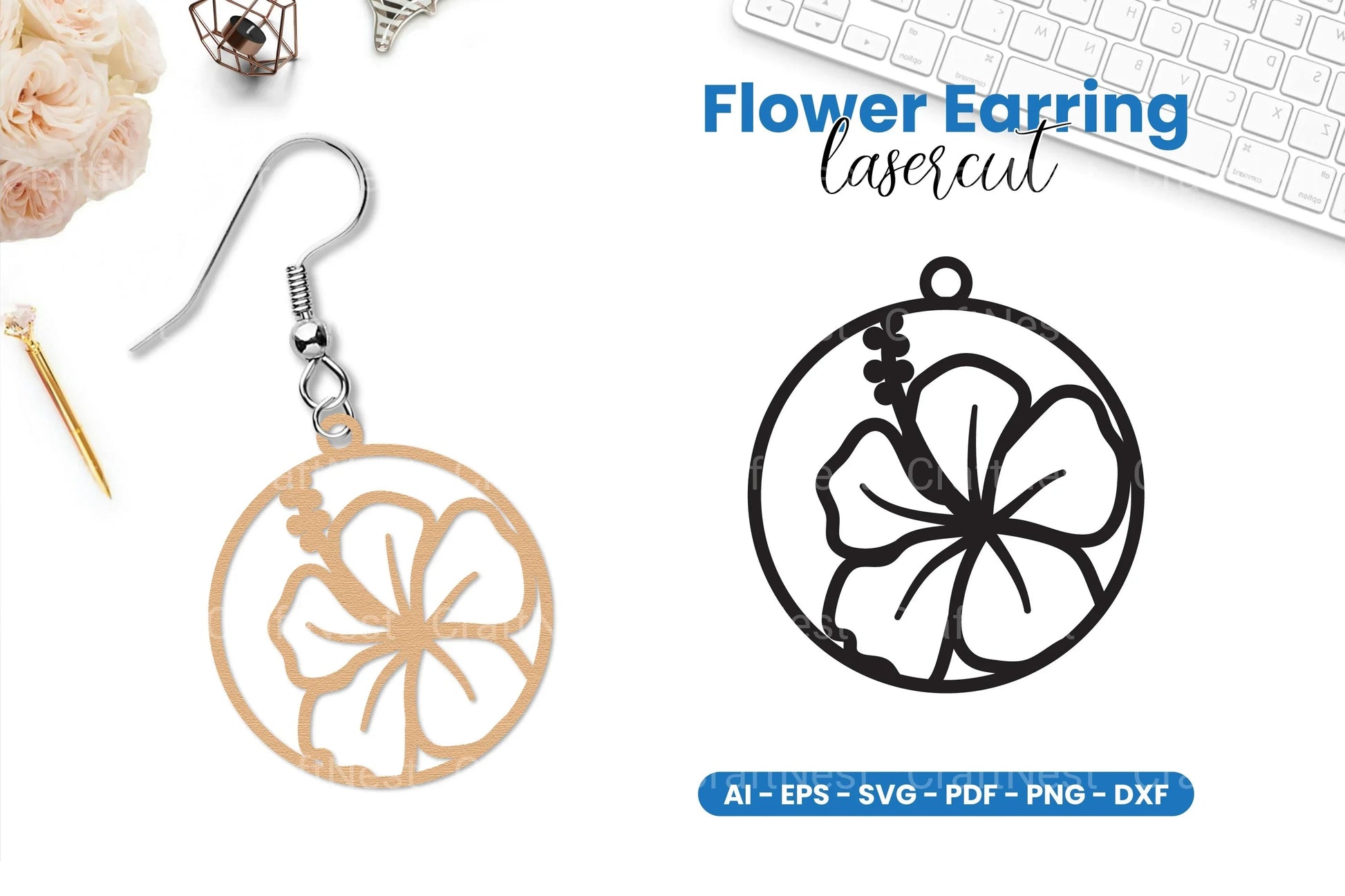 Flower Earring Lasercut SVG Bundle - CraftNest - Digital Crafting and Art