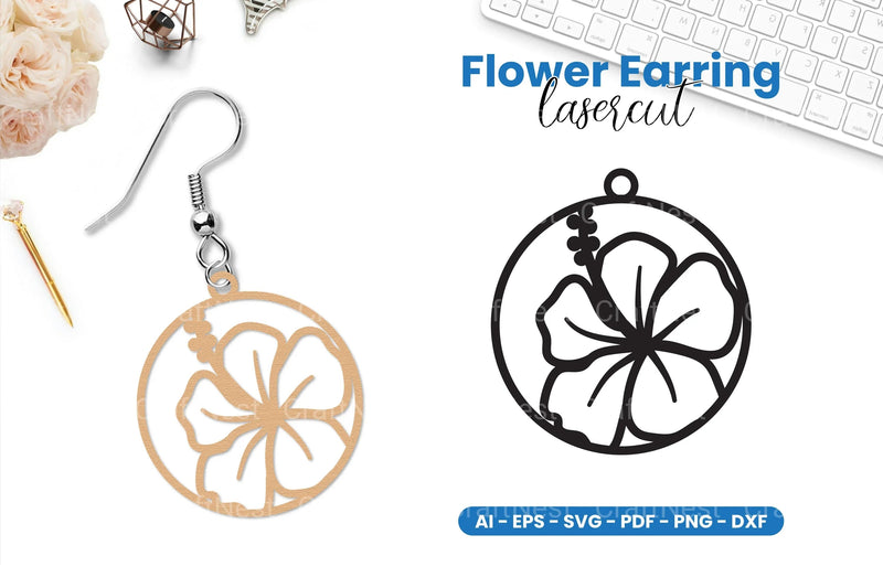 Flower Earring Lasercut SVG Bundle - CraftNest - Digital Crafting and Art