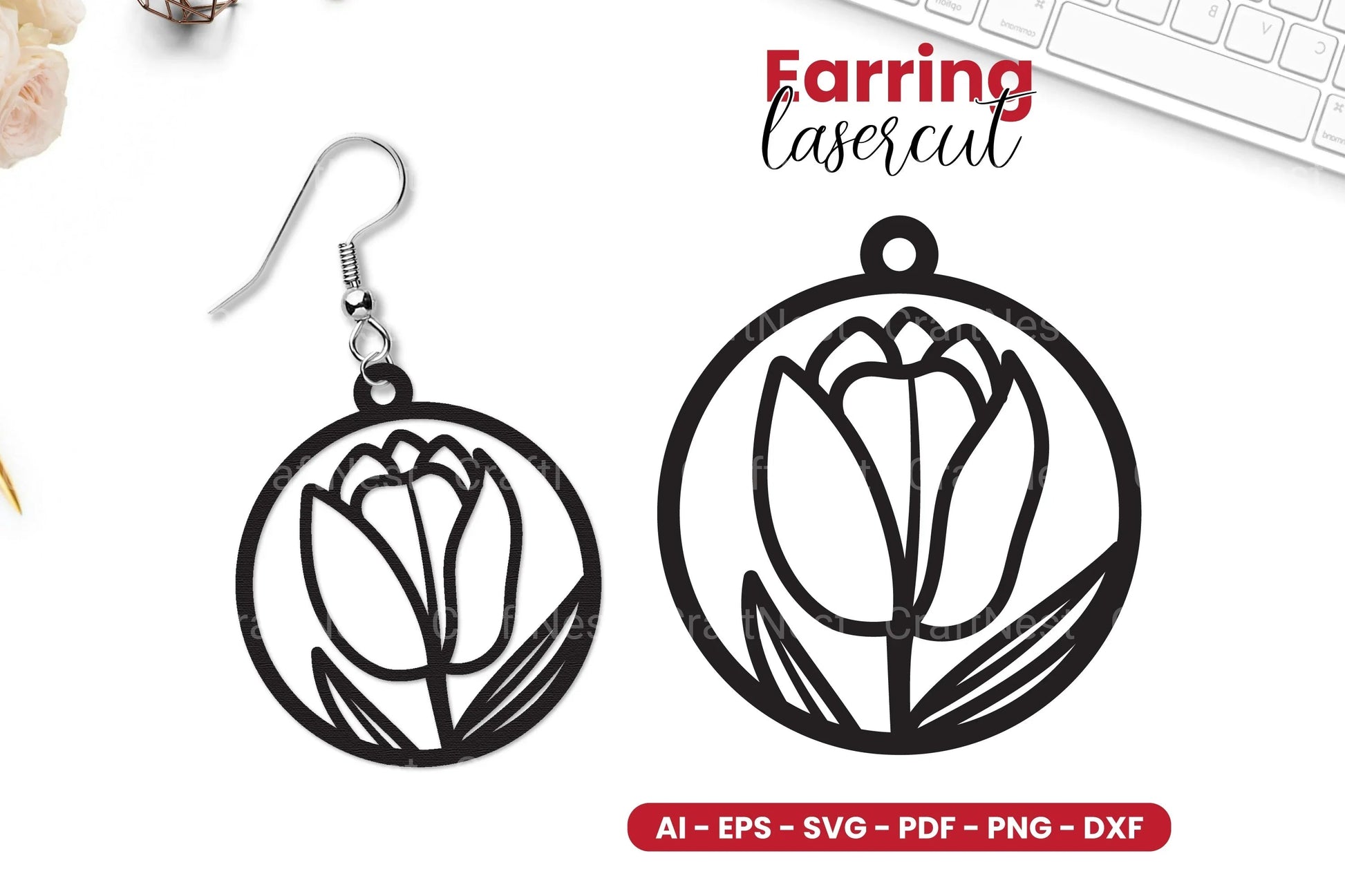 Flower Earring Lasercut SVG Bundle Clipart - CraftNest - Digital Crafting and Art