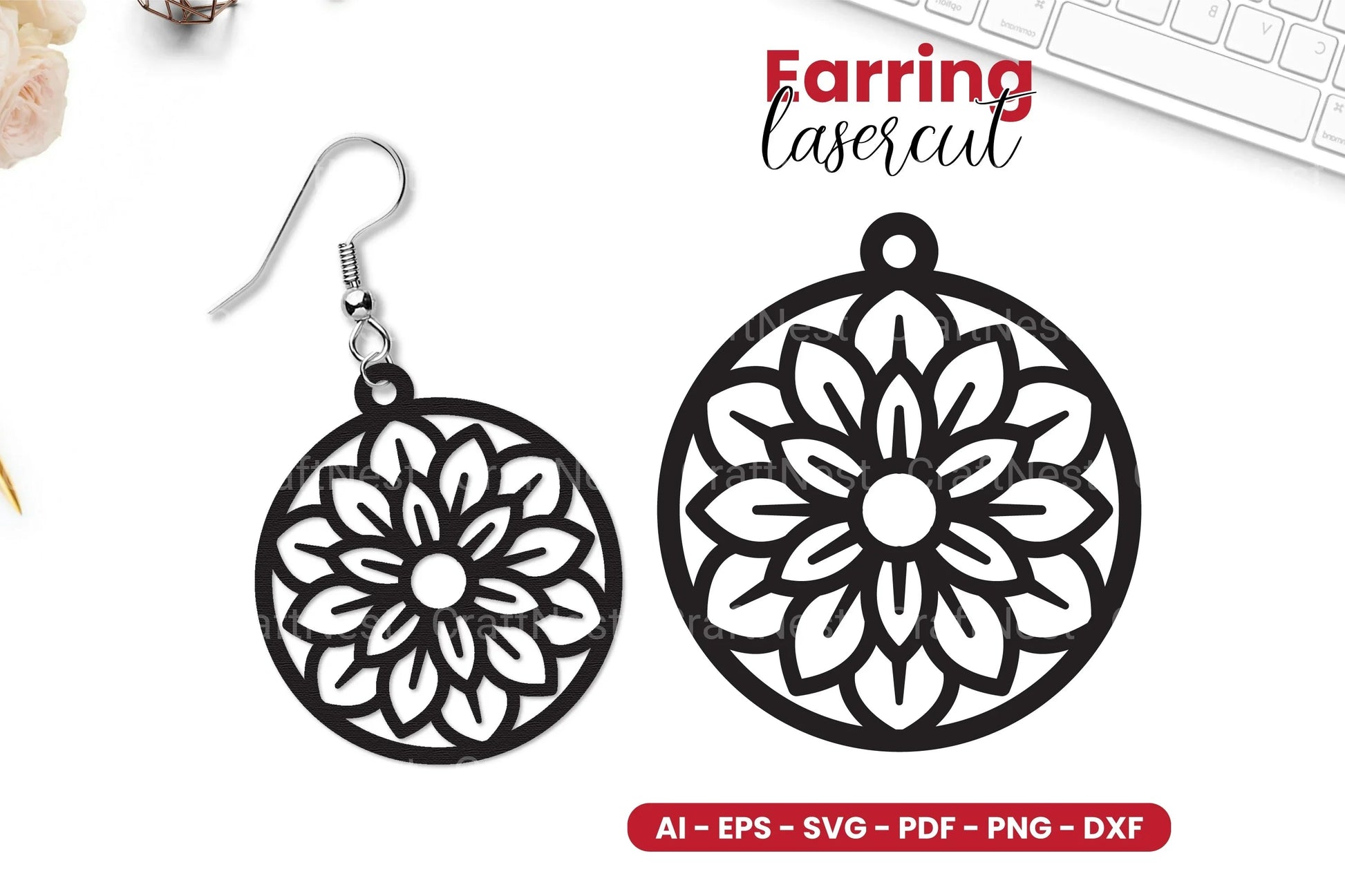 Flower Earring Lasercut SVG Bundle - CraftNest - Digital Crafting and Art