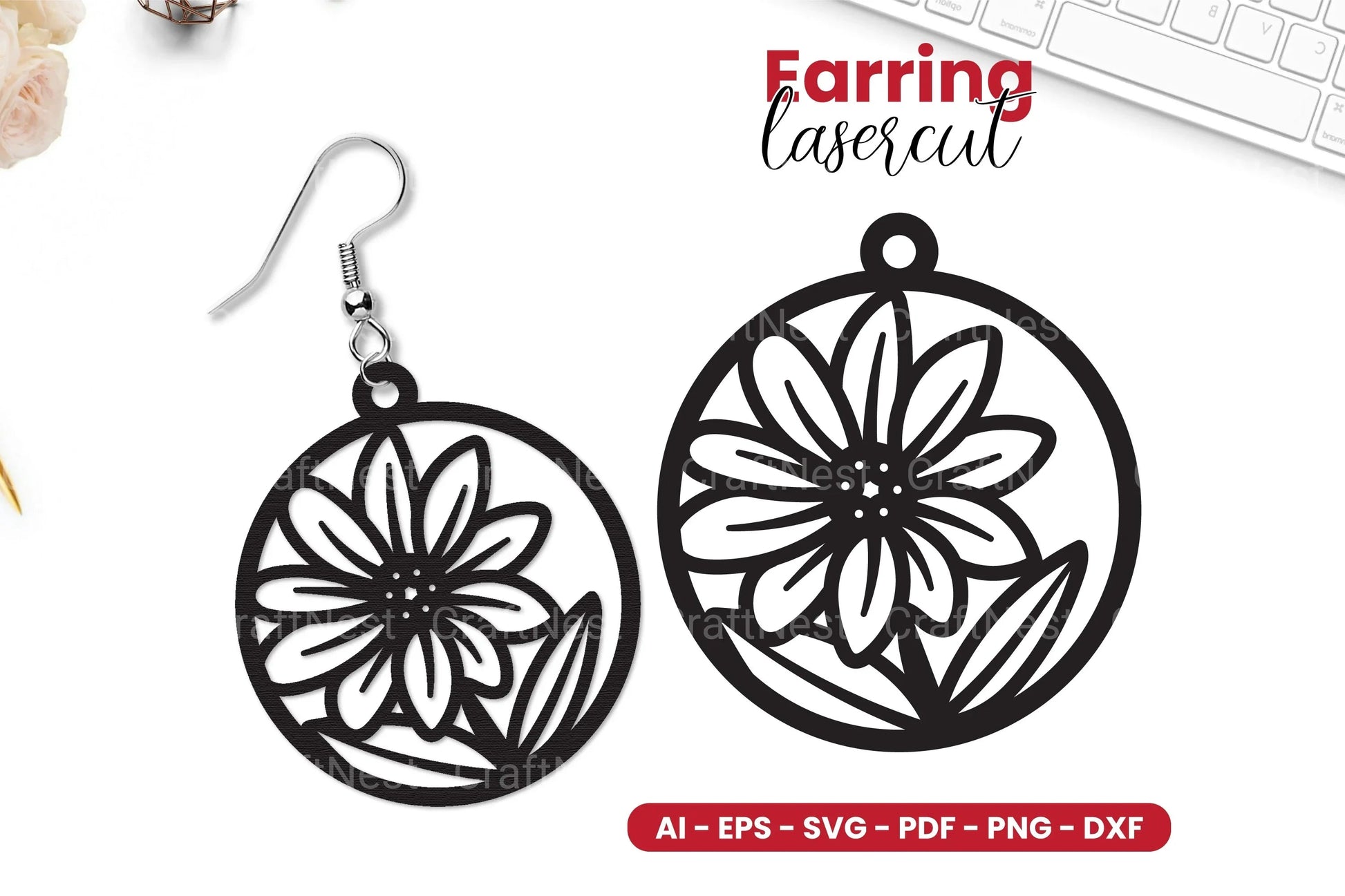 Flower Earring Lasercut SVG Bundle - CraftNest - Digital Crafting and Art