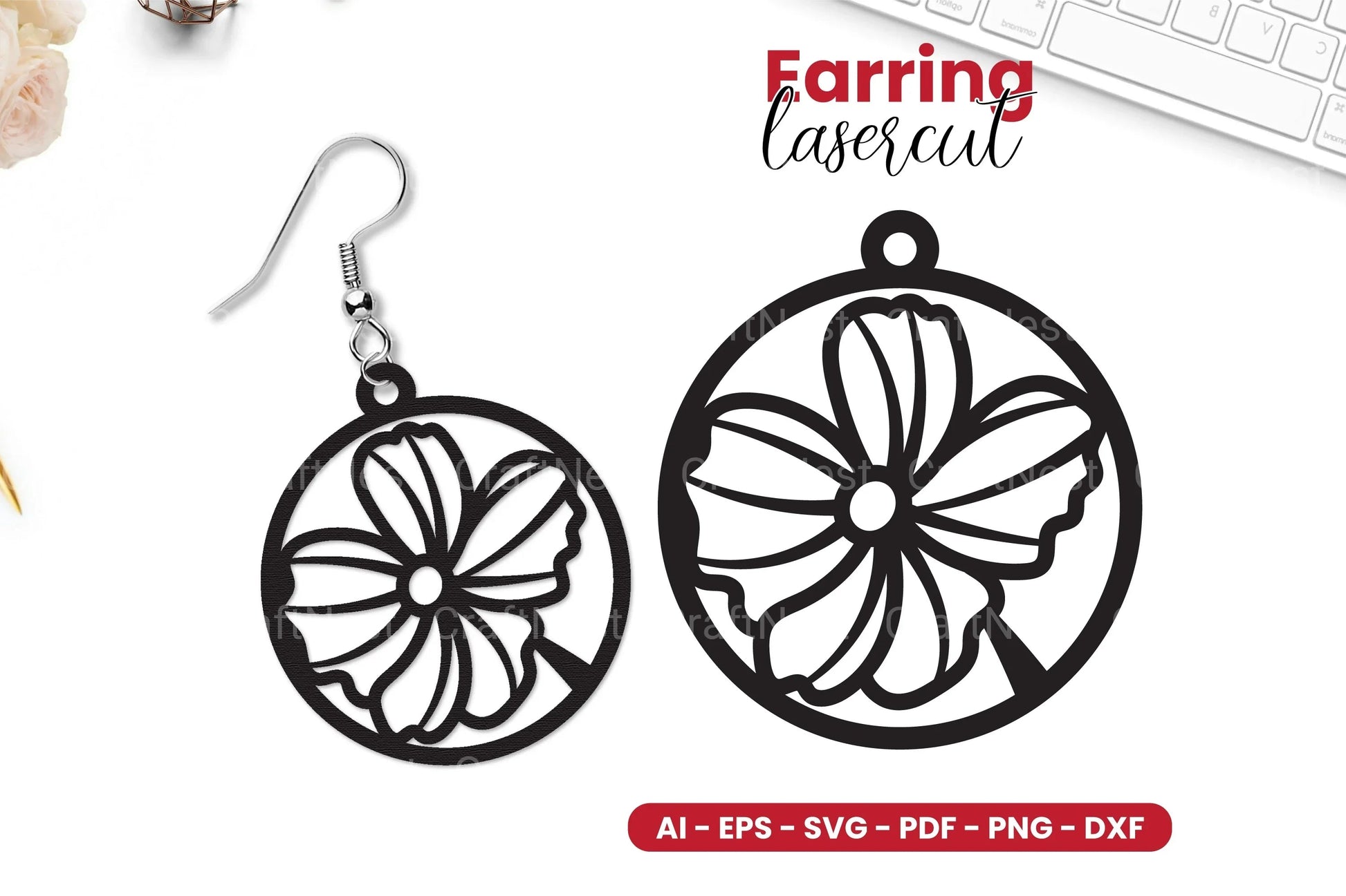 Flower Earring Lasercut SVG Bundle - CraftNest - Digital Crafting and Art