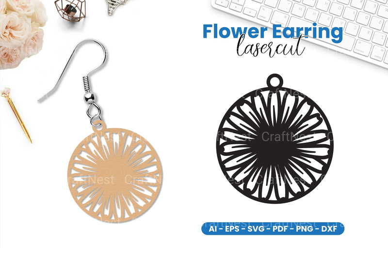 Flower Earring Lasercut SVG Bundle - CraftNest - Digital Crafting and Art
