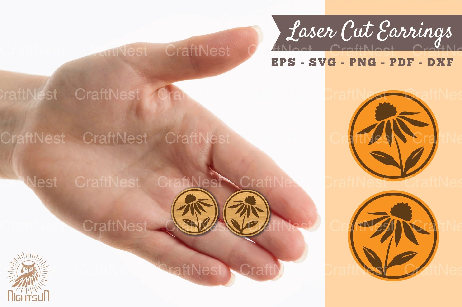 Flower Earrings Laser Cut SVG Bundle - CraftNest - Digital Crafting and Art
