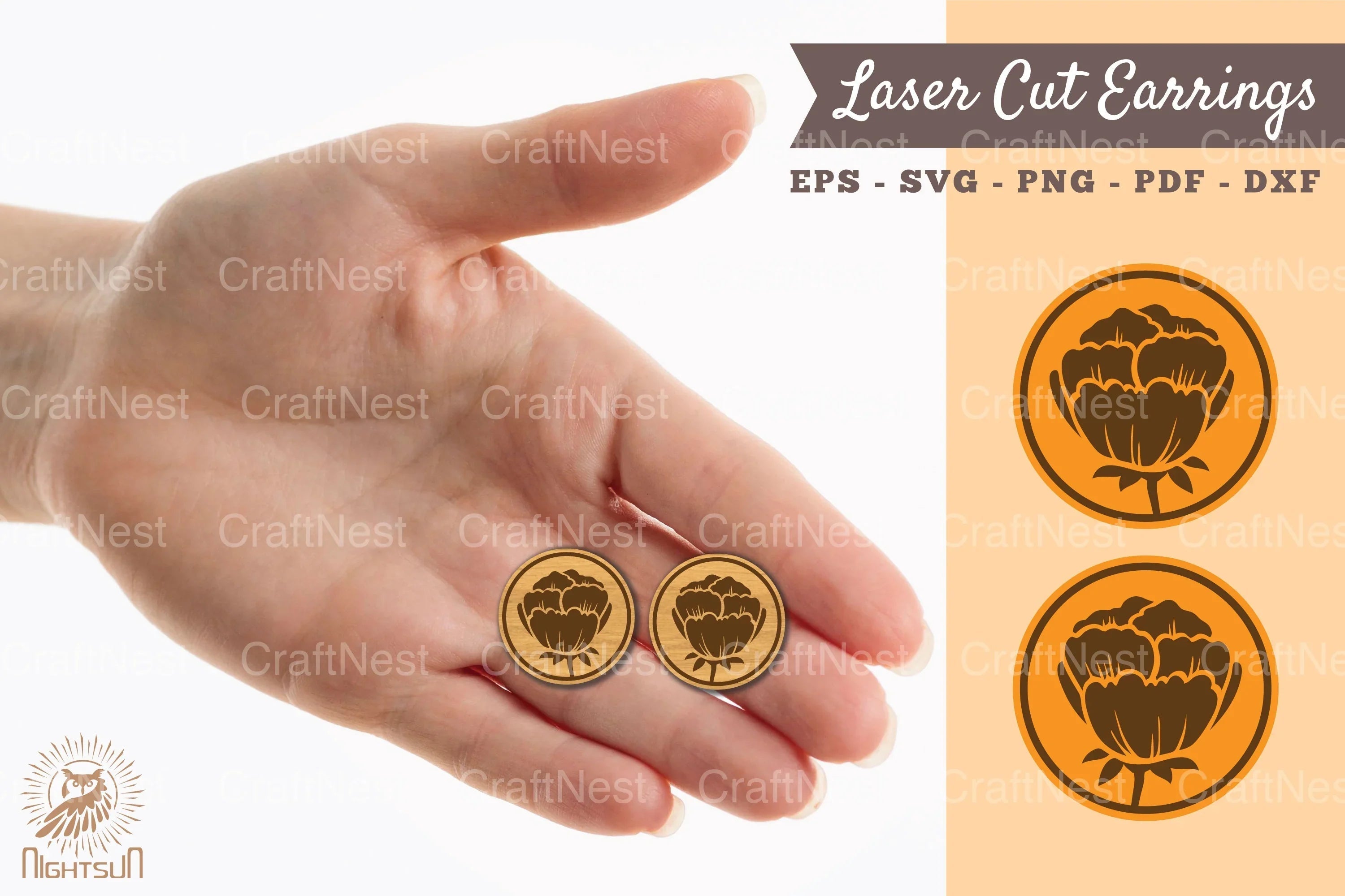 Flower Earrings Laser Cut SVG Bundle - CraftNest - Digital Crafting and Art