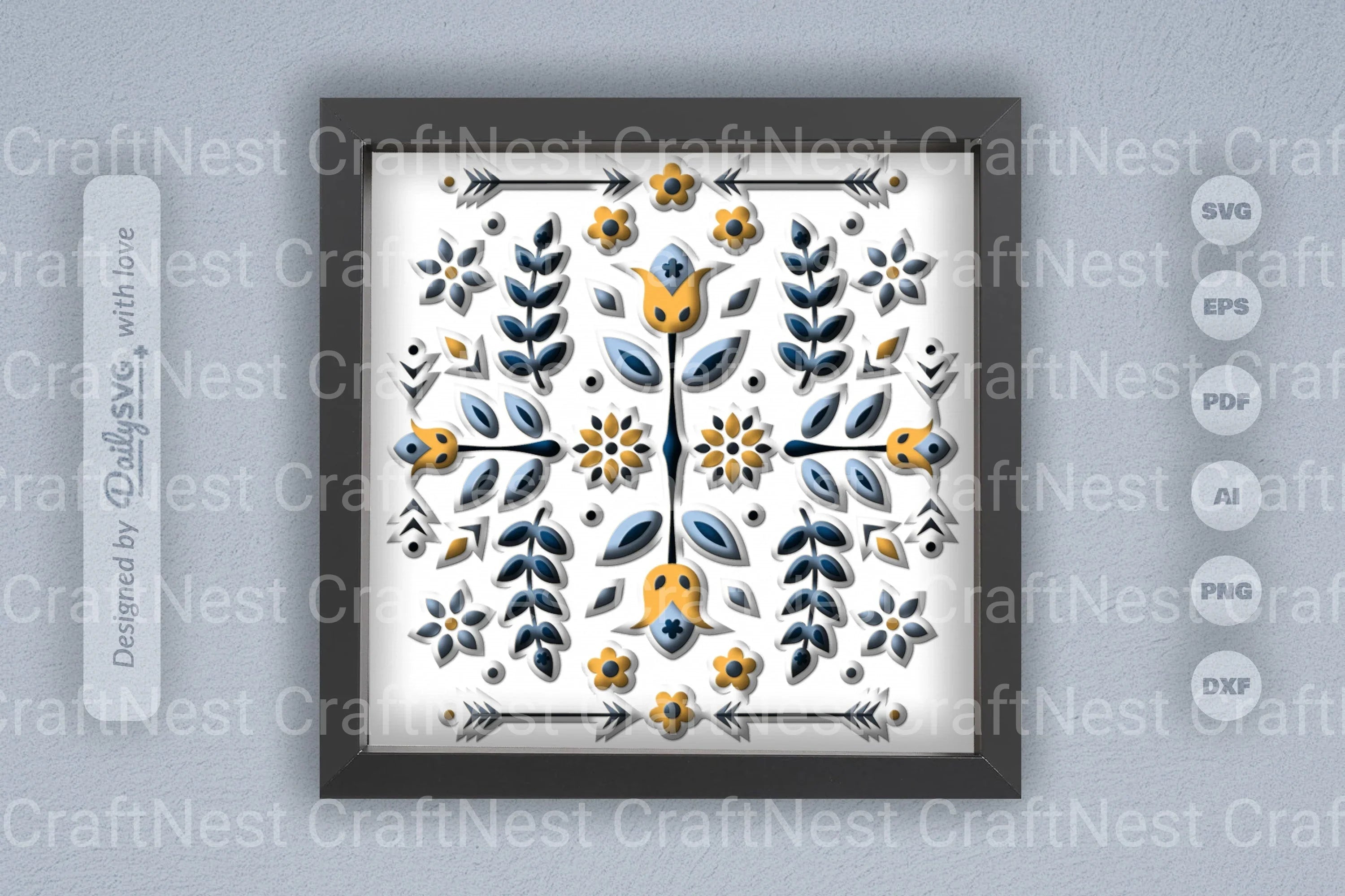 Flower Folk Art Papercut SVG Bundle