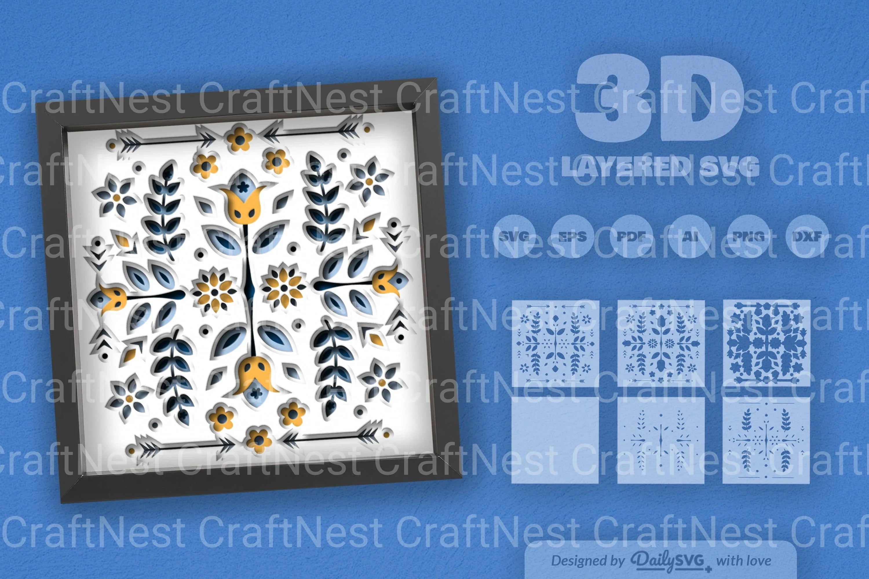 Flower Folk Art Papercut SVG Bundle