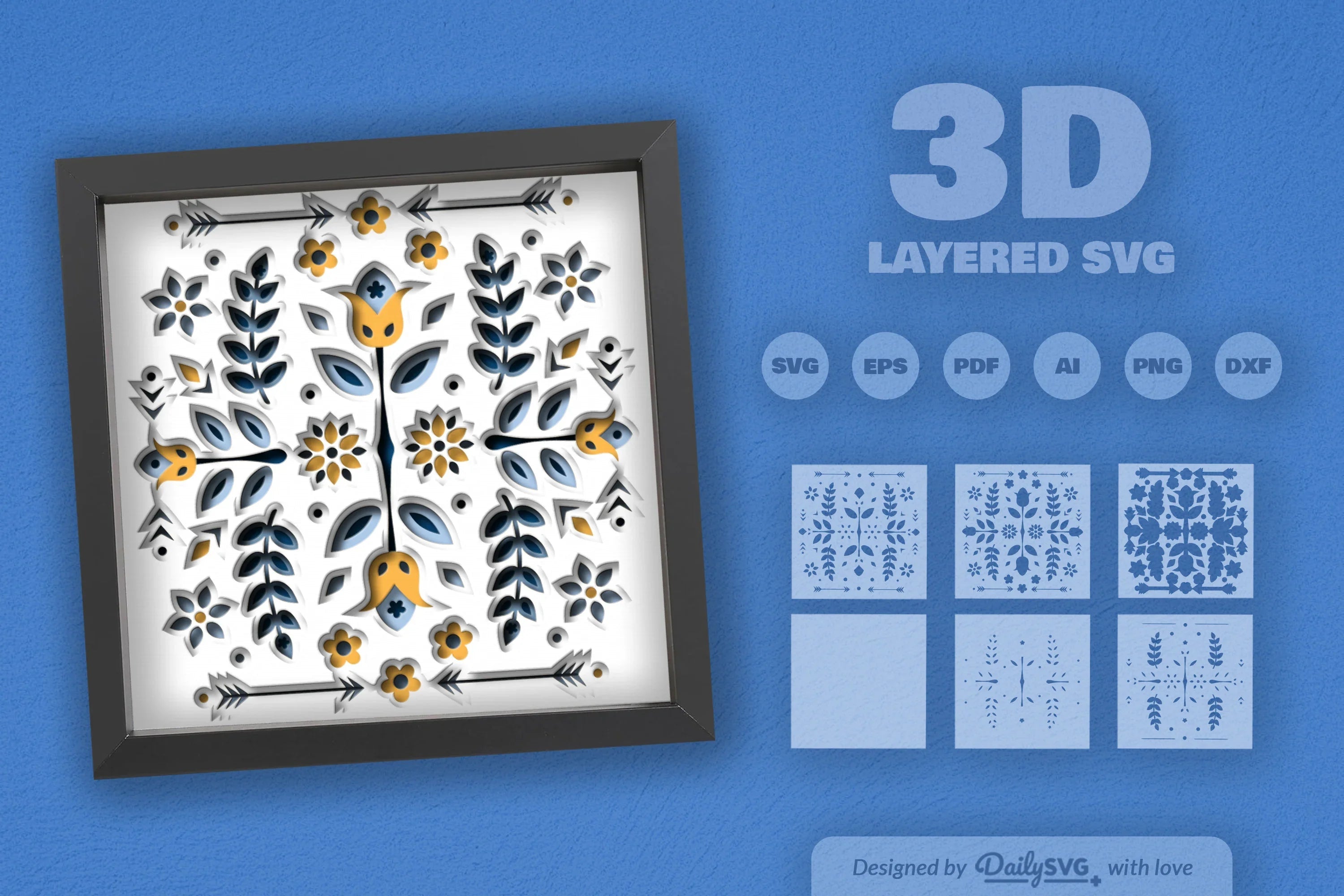 Flower Folk Art Papercut SVG Bundle - CraftNest - Digital Crafting and Art
