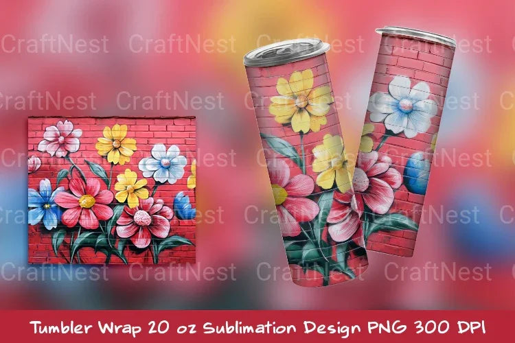 Flower Graffiti Tumbler Wrap - CraftNest - Digital Crafting and Art