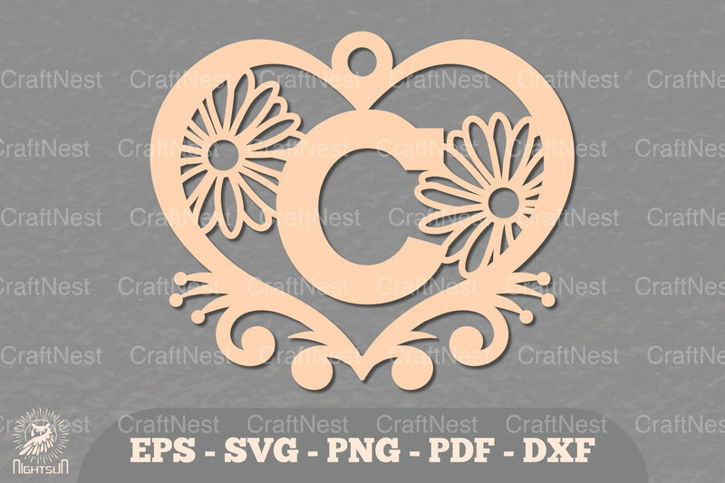 Flower Heart Alphabet Ornament - Letter C Clipart Bundle - CraftNest - Digital Crafting and Art