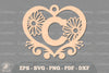Flower Heart Alphabet Ornament - Letter C Clipart Bundle