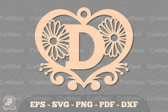 Flower Heart Alphabet Ornament - Letter D Clipart Bundle - CraftNest - Digital Crafting and Art