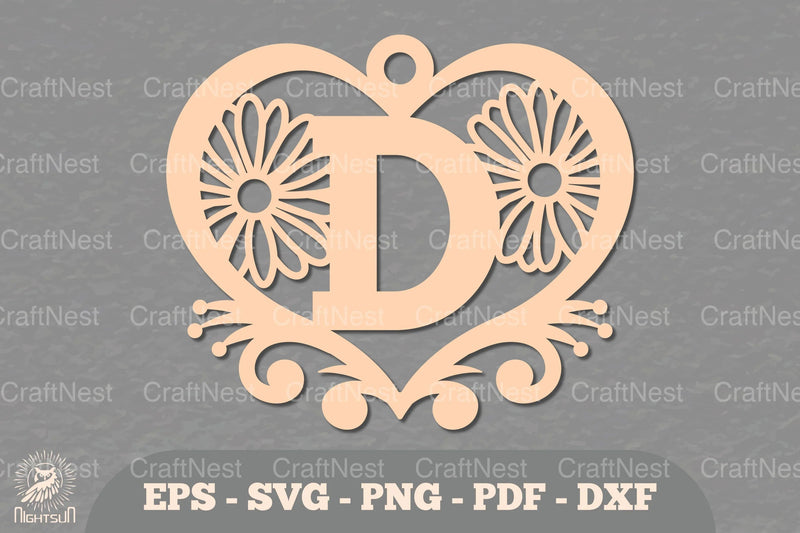 Flower Heart Alphabet Ornament - Letter D Clipart Bundle - CraftNest - Digital Crafting and Art