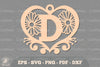 Flower Heart Alphabet Ornament - Letter D Clipart Bundle