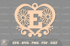 Floral Heart Alphabet Ornament - Letter E Clipart Bundle - CraftNest - Digital Crafting and Art
