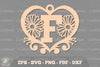 Floral Heart Alphabet Ornament Letter F Clipart Bundle