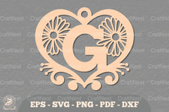 Flower Heart Alphabet Ornament - Letter G Clipart Bundle - CraftNest - Digital Crafting and Art
