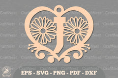 Flower Heart Alphabet Ornament - Letter J Clipart Bundle - CraftNest - Digital Crafting and Art