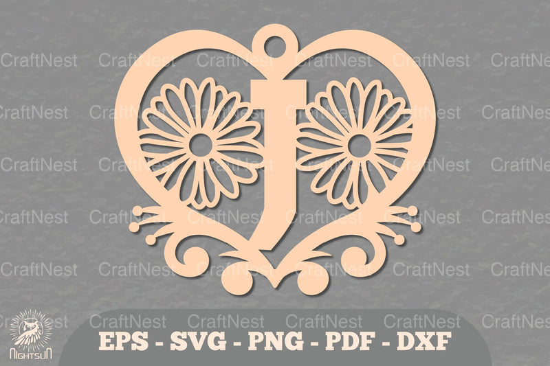 Flower Heart Alphabet Ornament - Letter J Clipart Bundle - CraftNest - Digital Crafting and Art