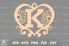 Flower Heart Alphabet Ornament - Letter K Clipart Bundle - CraftNest - Digital Crafting and Art