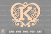 Flower Heart Alphabet Ornament - Letter K Clipart Bundle