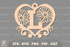 Flower Heart Alphabet Ornament - Letter L Clipart Bundle - CraftNest - Digital Crafting and Art