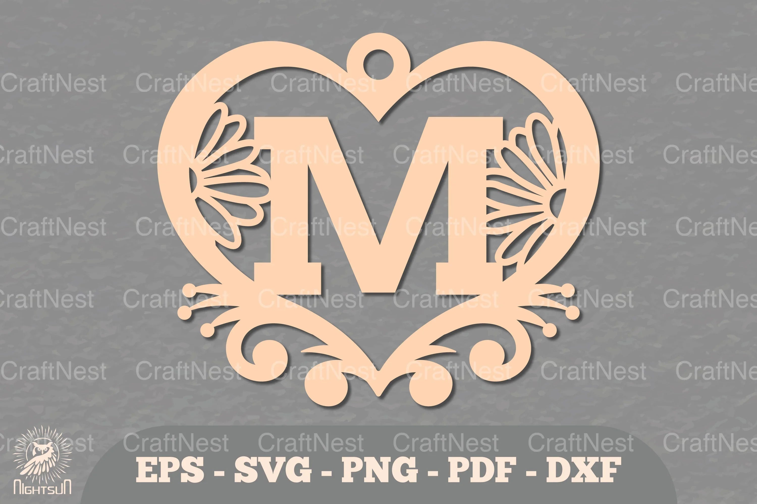 Flower Heart Alphabet Ornament - Letter M Clipart Bundle - CraftNest - Digital Crafting and Art