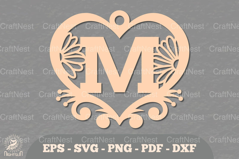 Flower Heart Alphabet Ornament - Letter M Clipart Bundle - CraftNest - Digital Crafting and Art