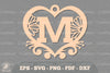 Flower Heart Alphabet Ornament - Letter M Clipart Bundle