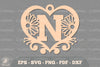 Flower Heart Alphabet Ornament - Letter N Clipart Bundle