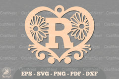 Flower Heart Alphabet Ornament - Letter R Clipart Bundle - CraftNest - Digital Crafting and Art