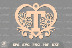 Flower Heart Alphabet Ornament - Letter T Clipart Bundle - CraftNest - Digital Crafting and Art