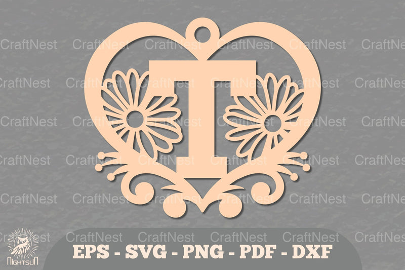 Flower Heart Alphabet Ornament - Letter T Clipart Bundle - CraftNest - Digital Crafting and Art