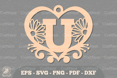 Floral Heart Alphabet Ornament Letter U Clipart Bundle - CraftNest - Digital Crafting and Art
