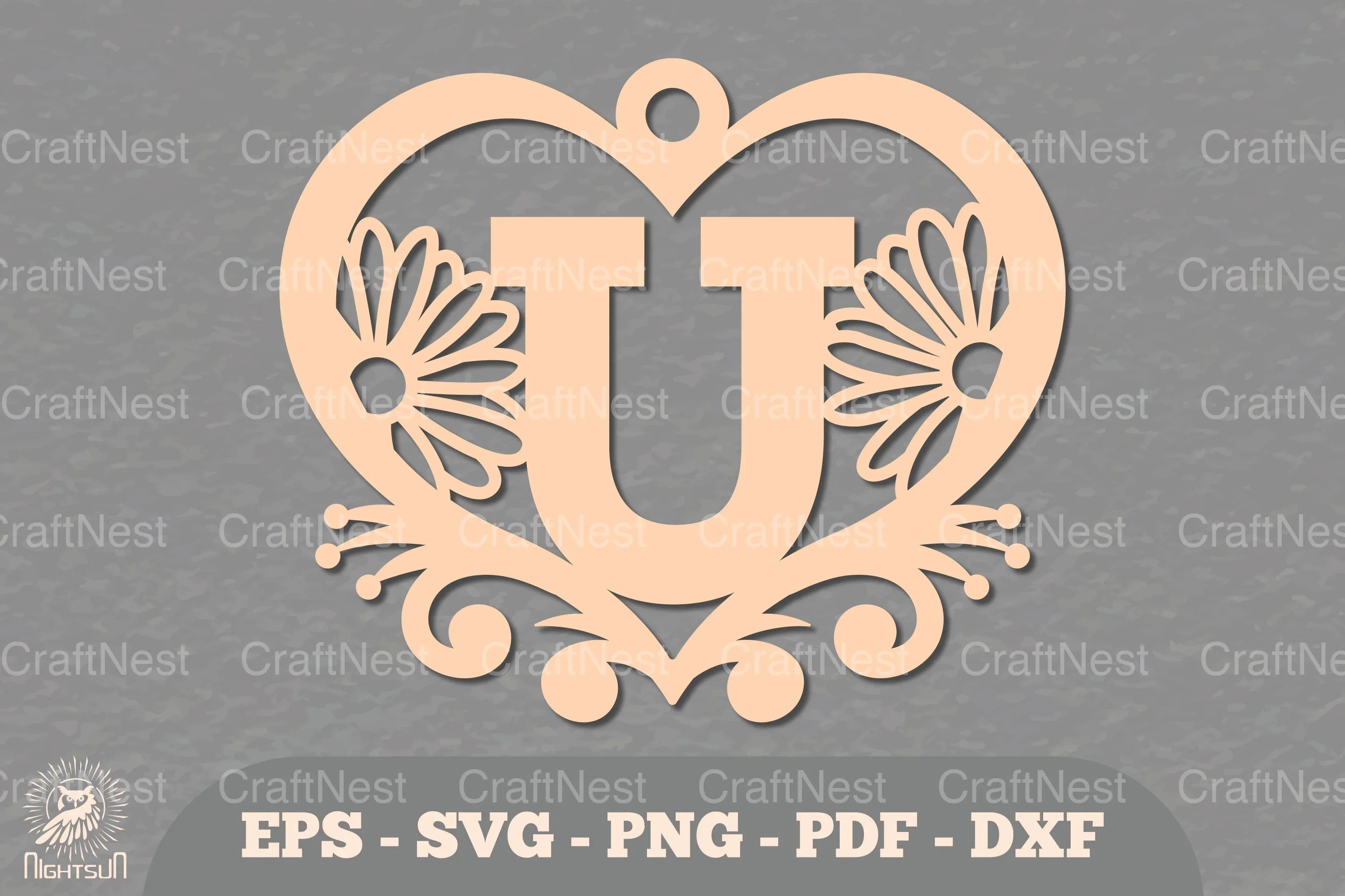 Floral Heart Alphabet Ornament Letter U Clipart Bundle - CraftNest - Digital Crafting and Art
