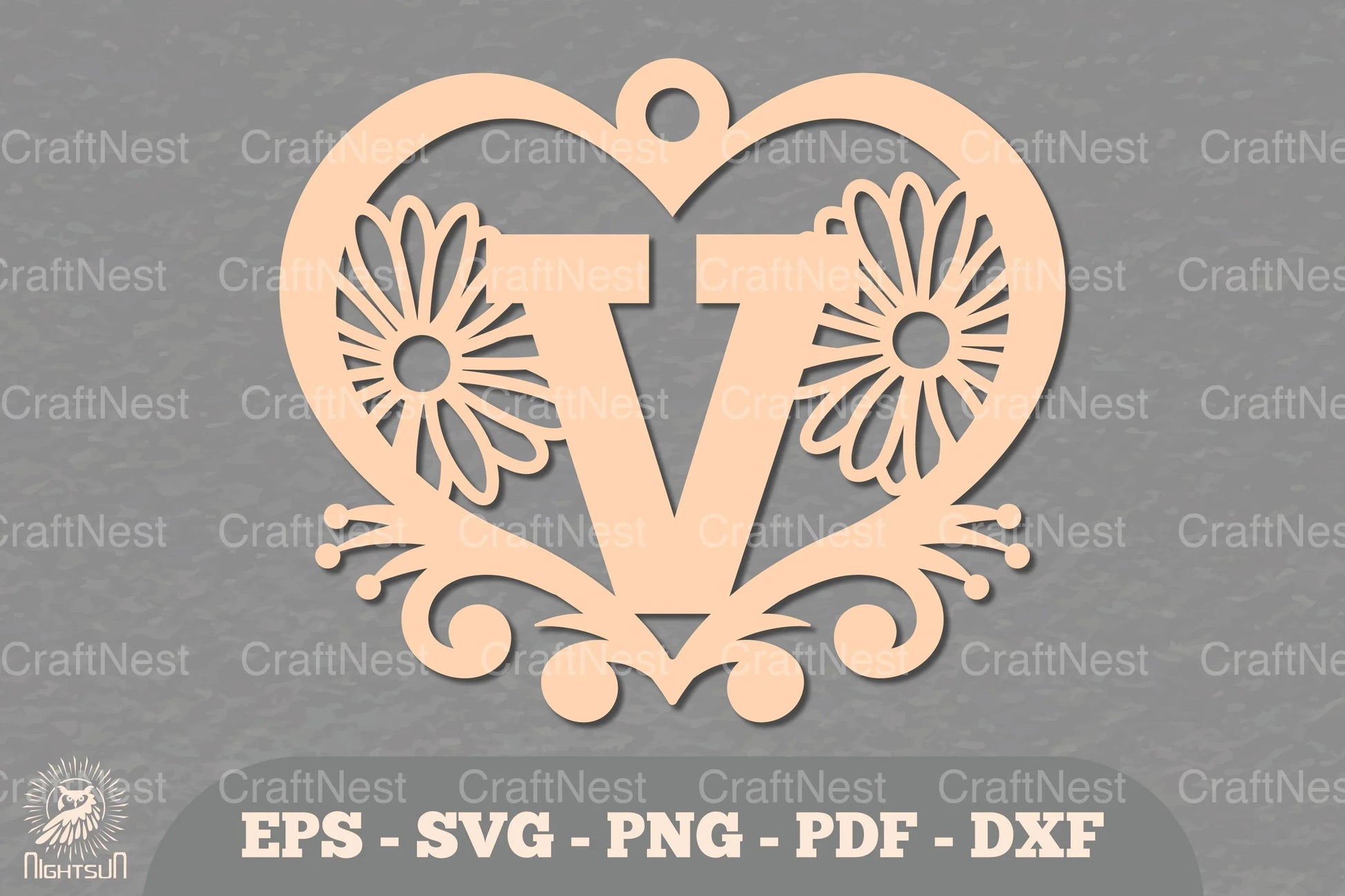 Flower Heart Alphabet Ornament - Letter V Clipart Bundle - CraftNest - Digital Crafting and Art