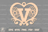 Flower Heart Alphabet Ornament - Letter V Clipart Bundle