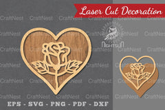 Flower Heart Laser Cut Decoration Clipart Bundle - CraftNest - Digital Crafting and Art