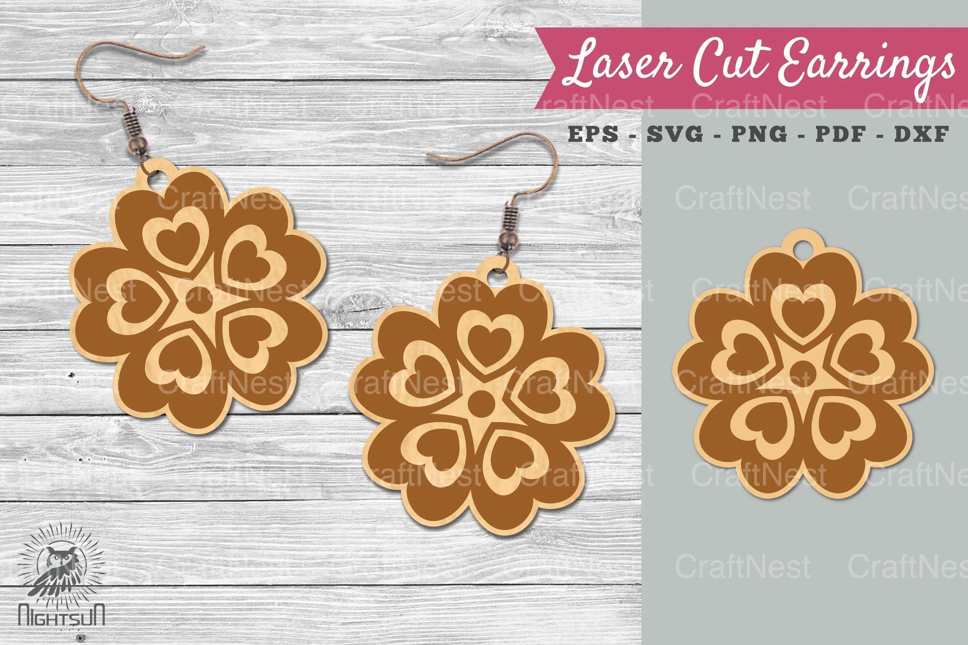 Flower Heart Laser Cut Earrings Clipart Bundle - CraftNest - Digital Crafting and Art