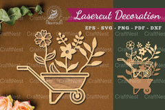 Flower Cart Laser Cut Decoration Clipart Bundle - CraftNest - Digital Crafting and Art