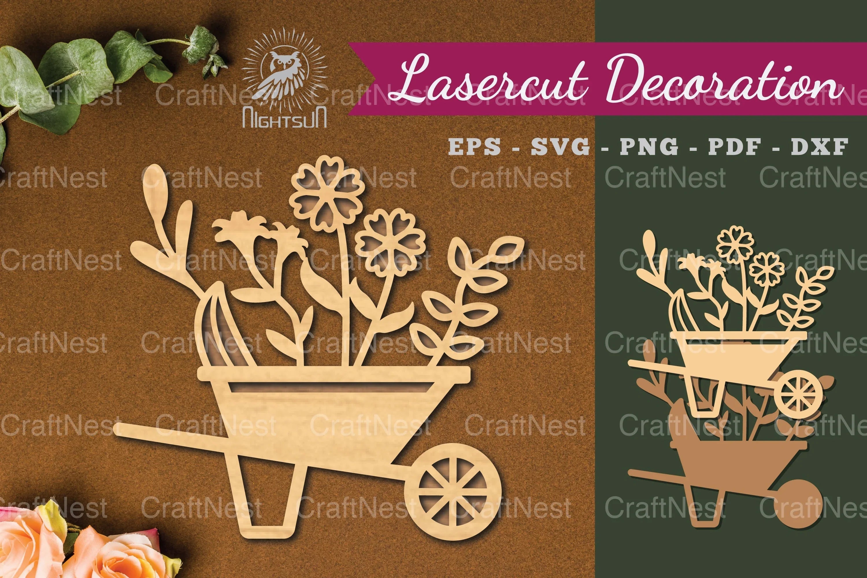 Flower Cart Laser Cut Decoration Clipart Bundle - CraftNest - Digital Crafting and Art
